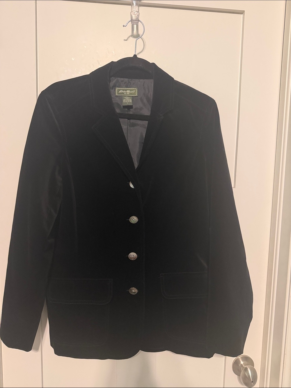 Eddie Bauer Vintage 90s Classic Black Velvet Dark Academia Women's Blazer Size L